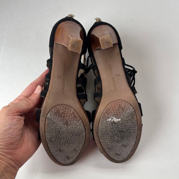 ADRIENNE VITTADINI Anjolie-1 Suede Strappy Web Heel Womens 8.5 Witchy Black - Picture 10 of 15